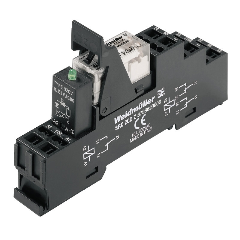 Weidmuller RIDERSERIES RCL Relay Module, 24 V DC, green led, 2 co contact (agni) , 250 V ac, 8 A,
