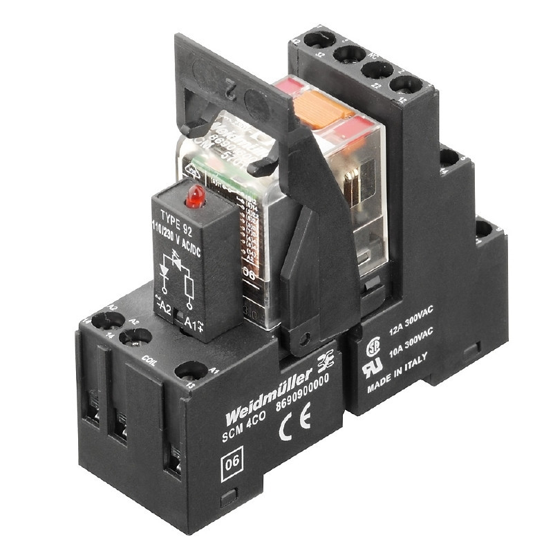 Weidmuller RIDERSERIES RCM Relay Module, 24 V ac, red led, 4 co contact with test button (agni) ,