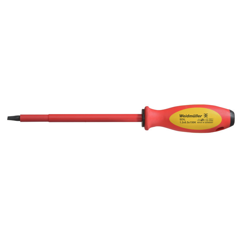 Weidmuller Slotted Screwdriver, blade thickness (a): 1.2 MM, blade width (B): 6.5
