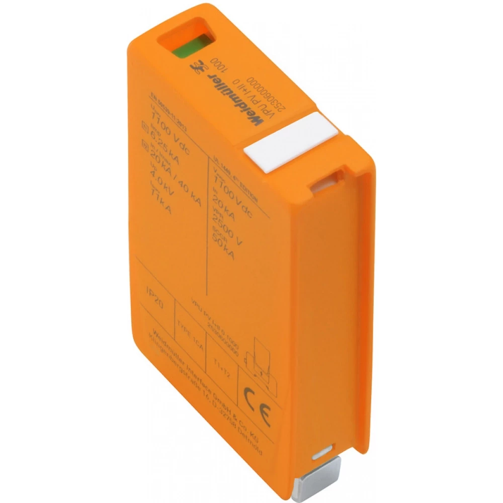 Weidmuller Combined Surge arrester PV (type 1+2), DC, rated voltage (DC): 1500 V,