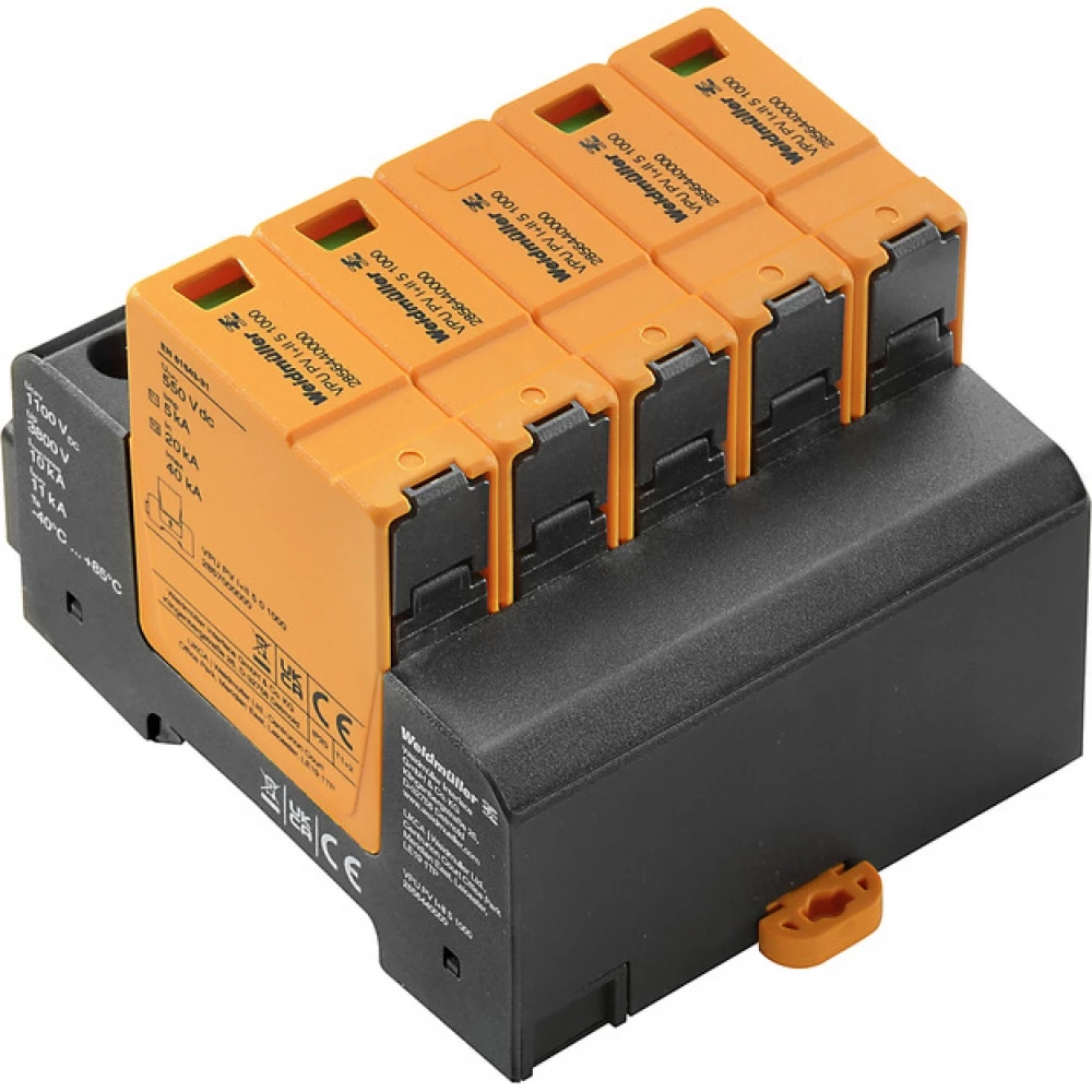 Weidmuller Combined Surge arrester PV (type 1+2), DC, rated voltage (DC): 1000 V,