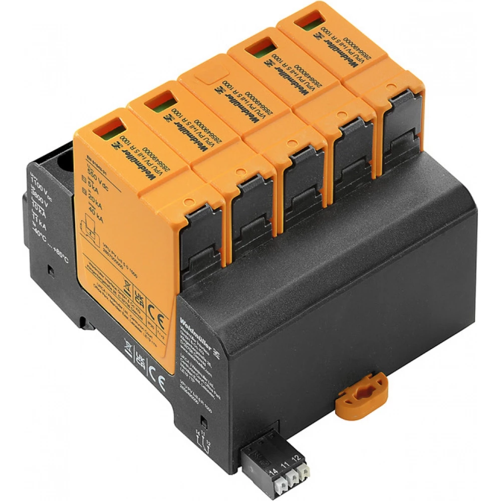 Weidmuller Combined Surge arrester PV (type 1+2), DC, rated voltage (DC): 1000 V,