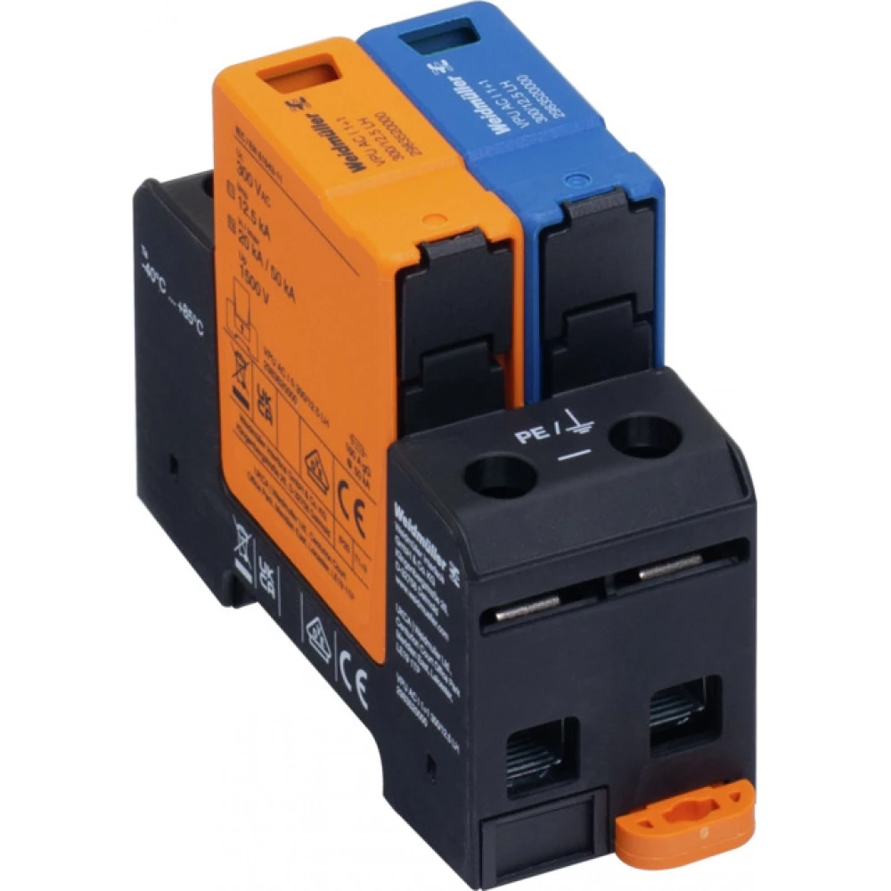 Weidmuller VPU series Combined Surge arrester ac (type 1+2), mains voltage: 230 V / 400 V, L