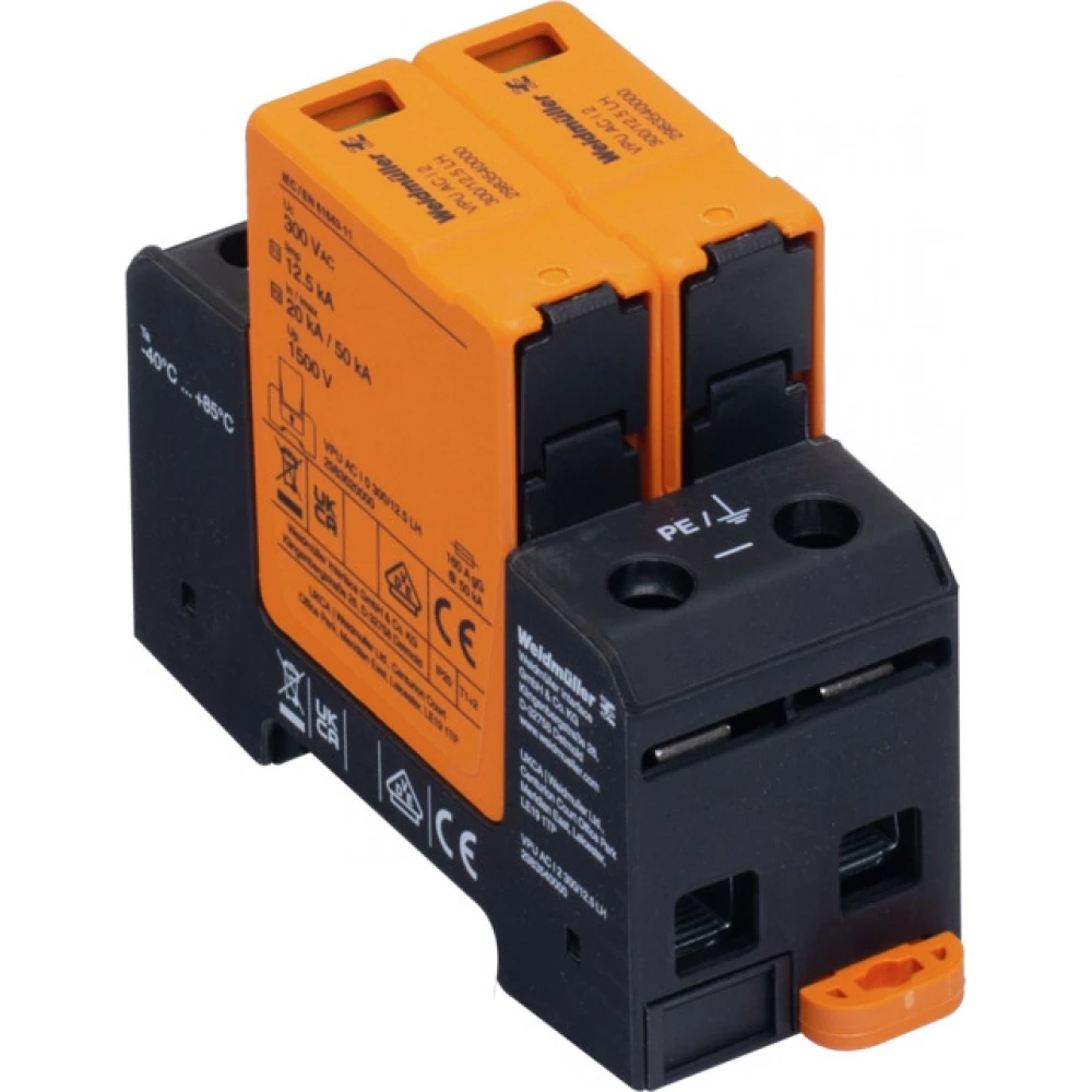 Weidmuller VPU series Combined Surge arrester ac (type 1+2), mains voltage: 230 V / 400 V, L