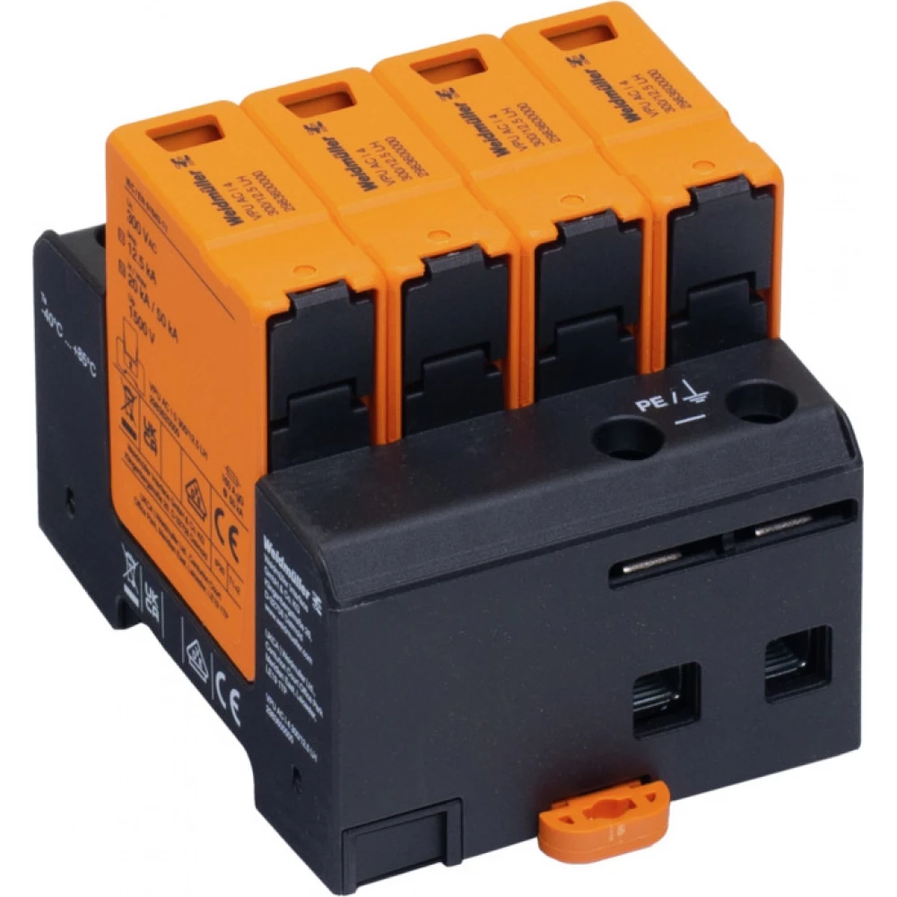 Weidmuller VPU series Combined Surge arrester ac (type 1+2), mains voltage: 230 V / 400 V, L
