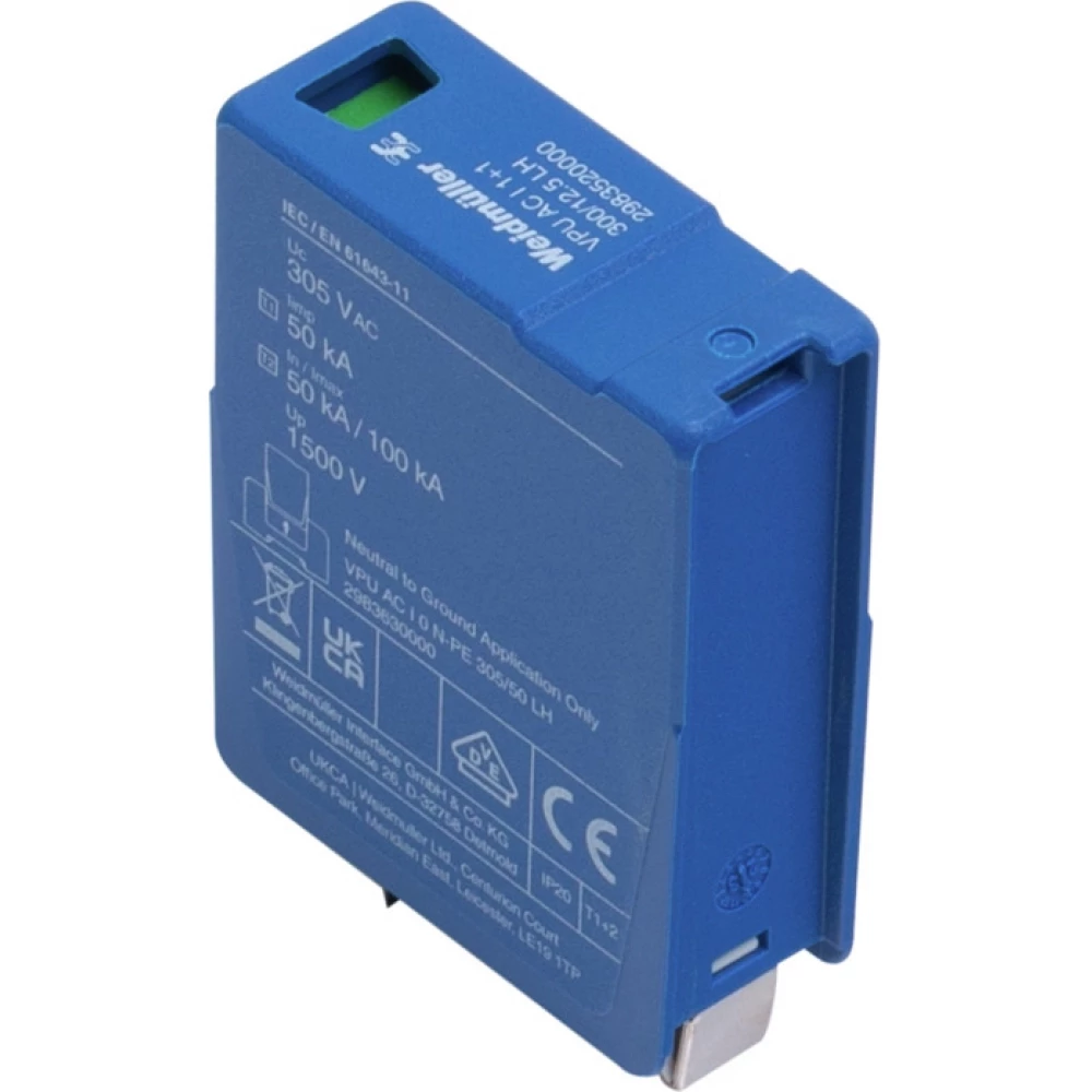 Weidmuller Combined Surge arrester ac (type 1+2), mains voltage: 230 V / 400 V, L