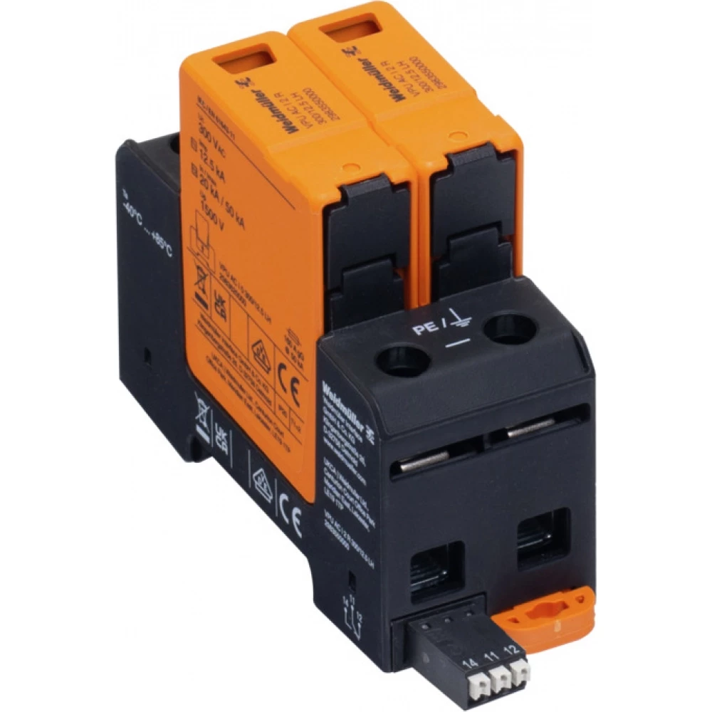Weidmuller VPU series Combined Surge arrester ac (type 1+2), mains voltage: 230 V / 400 V, L