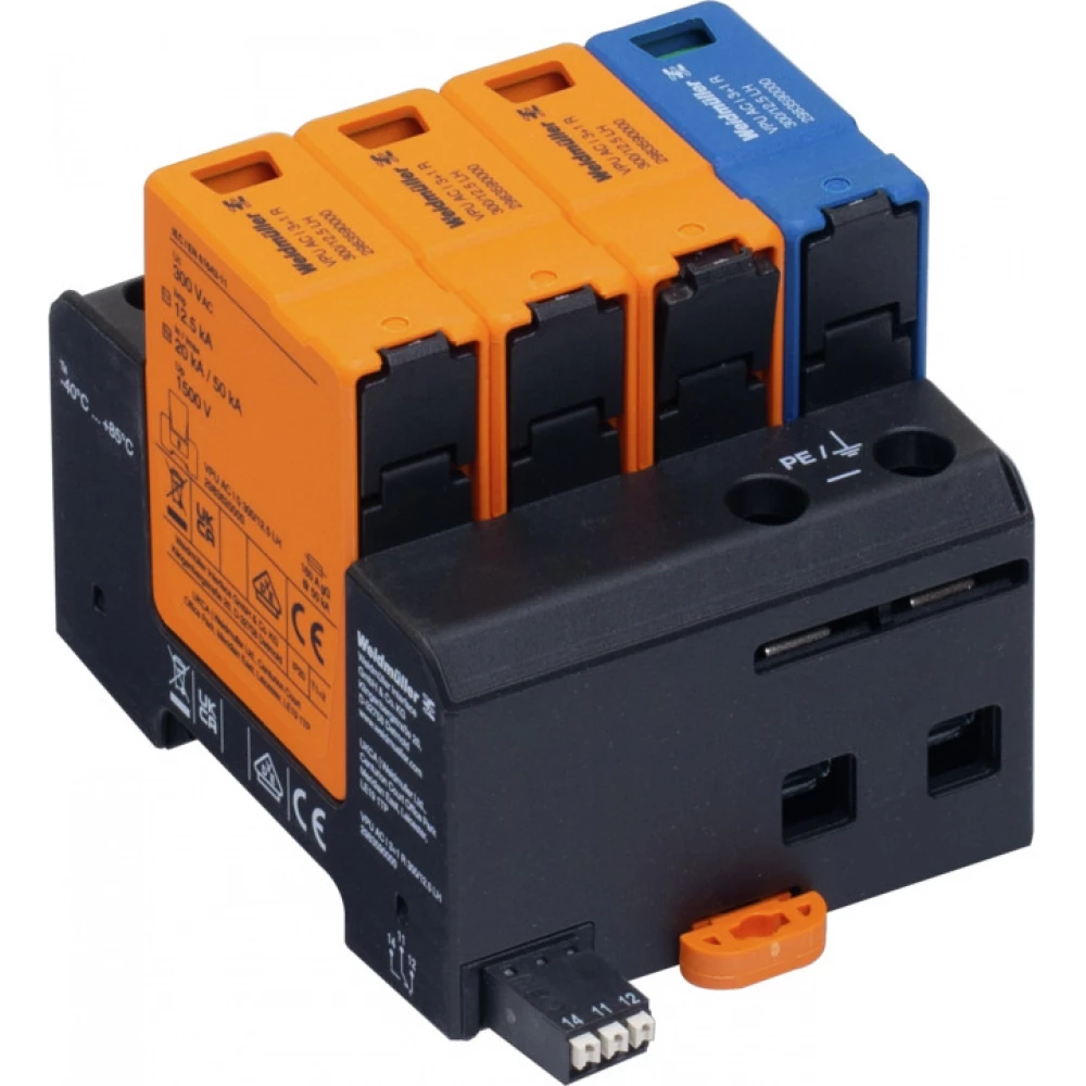 Weidmuller VPU series Combined Surge arrester ac (type 1+2), mains voltage: 230 V / 400 V, L