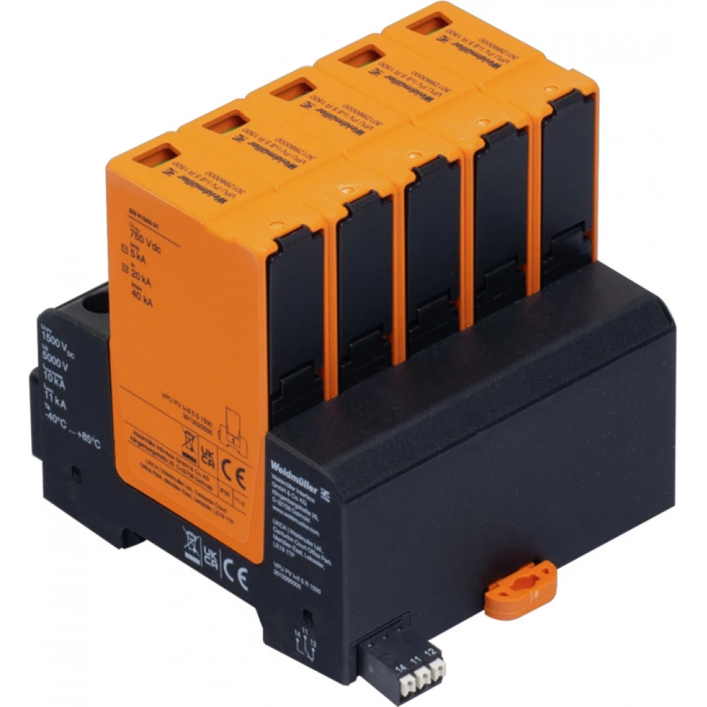 Weidmuller Combined Surge arrester PV (type 1+2), DC, rated voltage (DC): 1500 V,