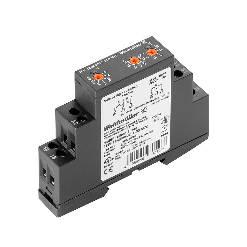 Weidmuller TFI-SERIES Timing Relay, 12...240 V uc -10 % / +10 %, 1 co contact (agni) , 8 A,