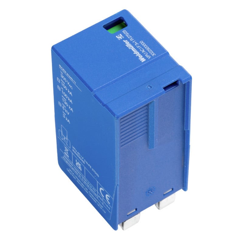 Weidmuller VPU series Combined Surge arrester ac (type 1+2), mains voltage: 230 V / 400 V, L