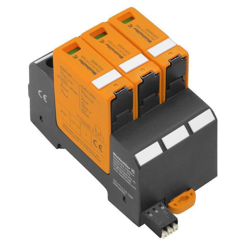 Weidmuller VPU series Combined Surge arrester PV (type 1+2), DC, rated voltage (DC): 1500 V,