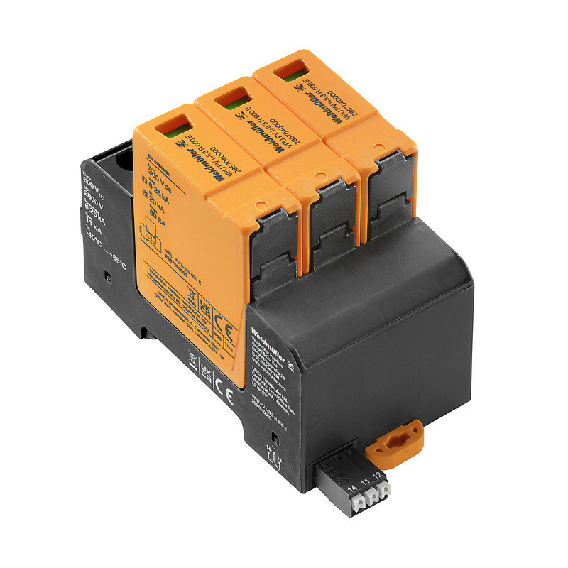 Weidmuller VPU series Combined Surge arrester PV (type 1+2), DC, rated voltage (DC): 600 V,