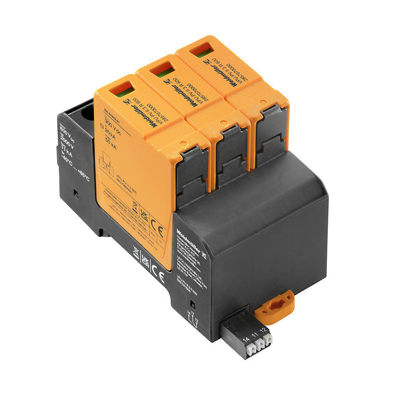 Weidmuller VPU series Surge Arrester PV (type 2), DC, rated voltage (DC): 600 V, number of P