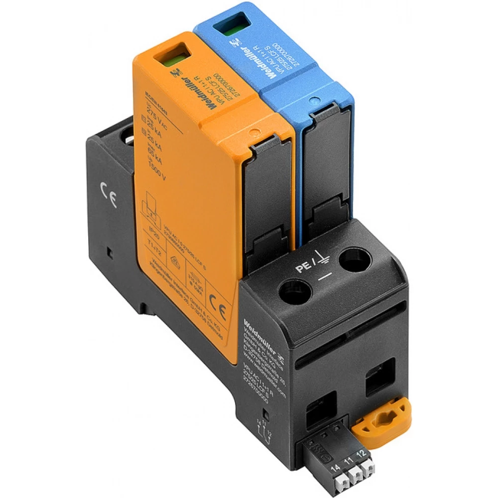 Weidmuller VPU series Combined Surge arrester ac (type 1+2), mains voltage: 230 V / 400 V, L