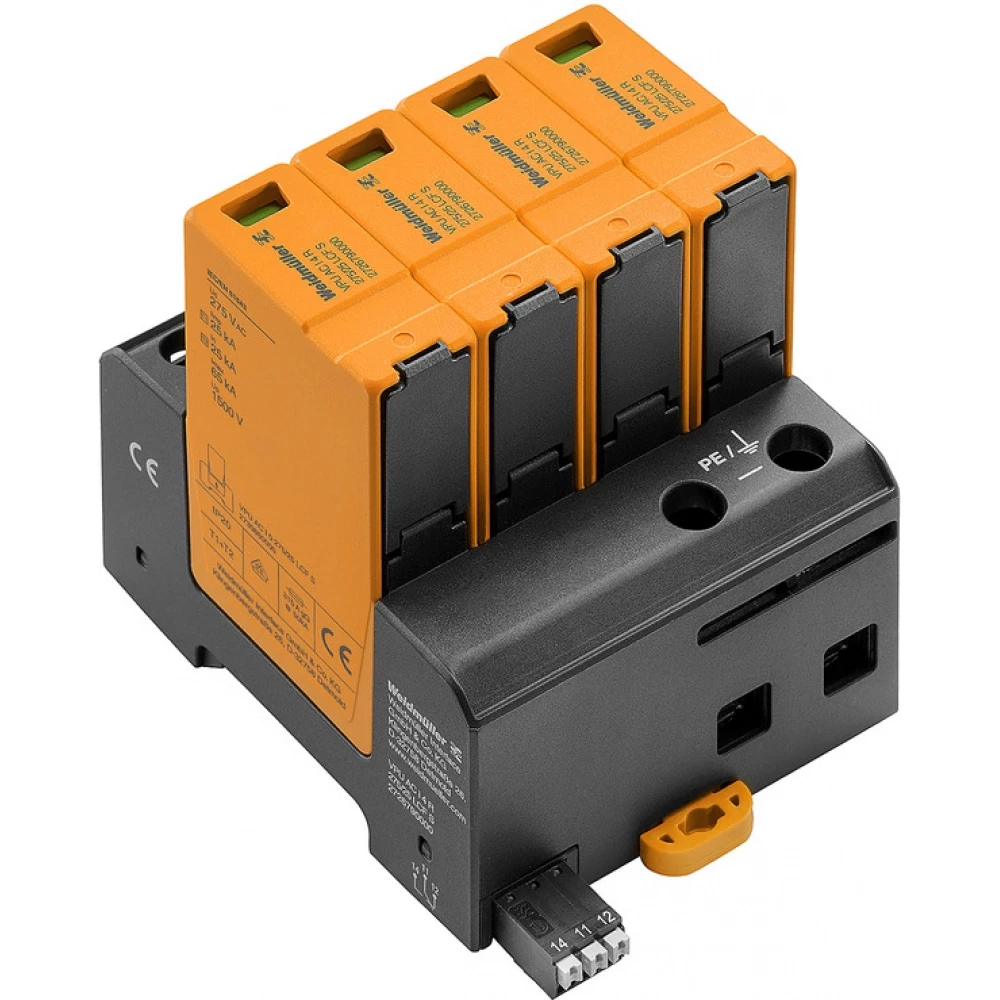 Weidmuller VPU series Combined Surge arrester ac (type 1+2), mains voltage: 230 V / 400 V, L