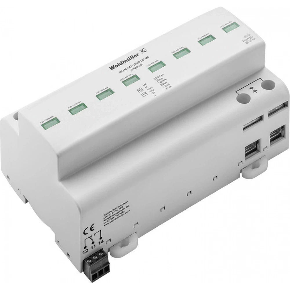 Weidmuller VPU series Combined Surge arrester ac (type 1+2), mains voltage: 230 V / 400 V, L