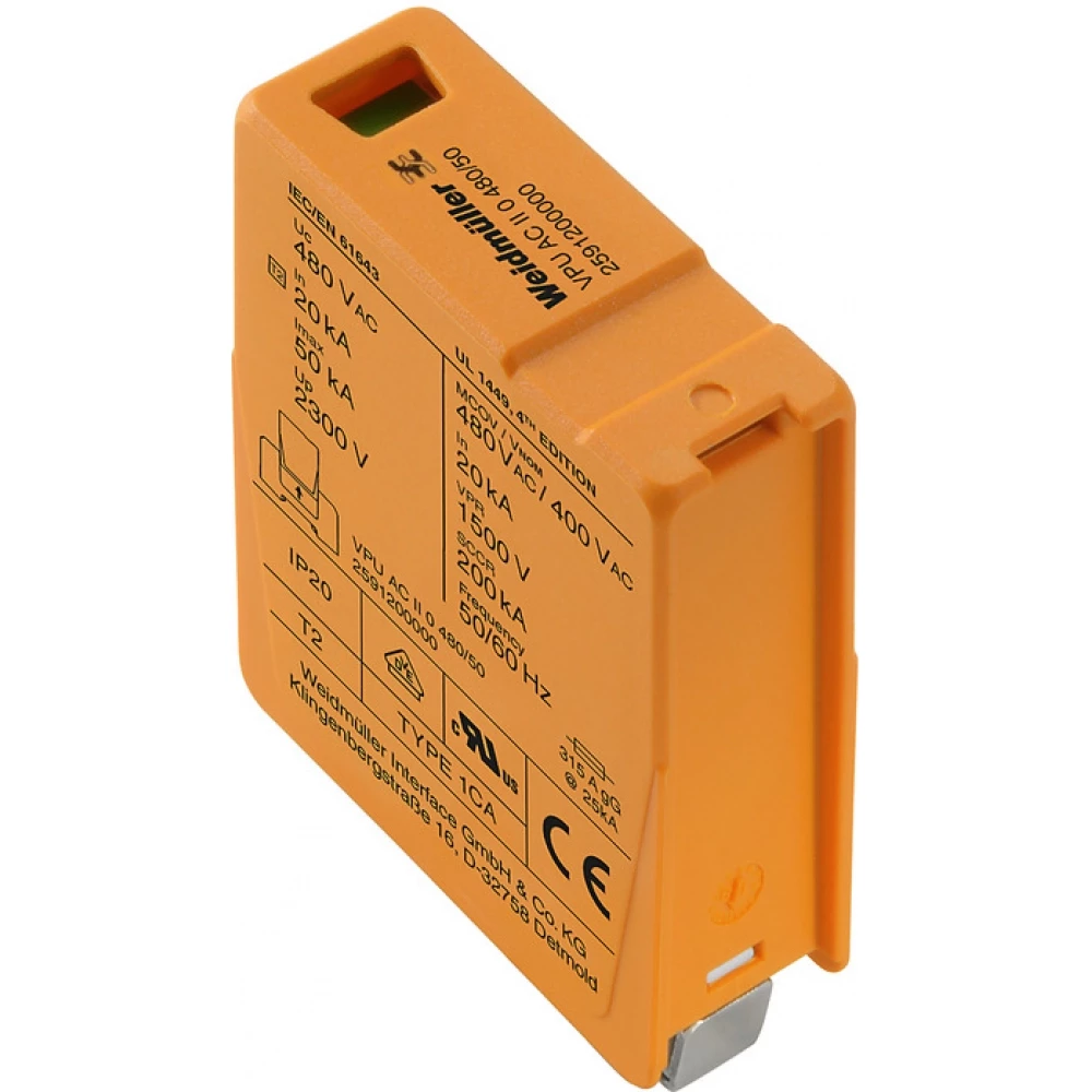 Weidmuller VPU series Surge Arrester ac (type 2), mains voltage: , low voltage network: sing