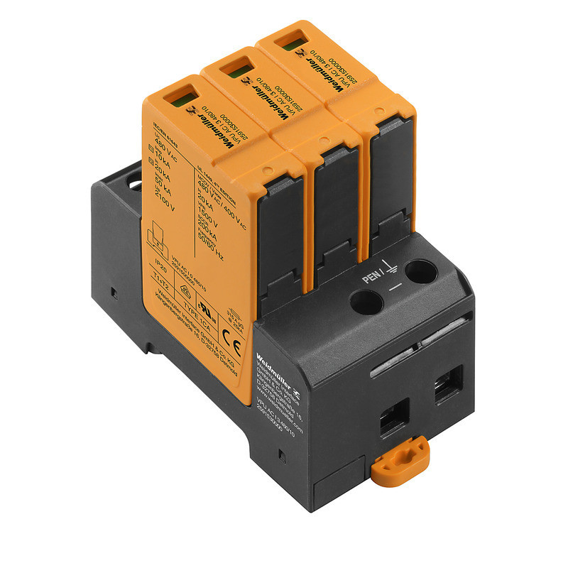 Weidmuller VPU series Combined Surge arrester ac (type 1+2), mains voltage: 400 V / 690 V, L