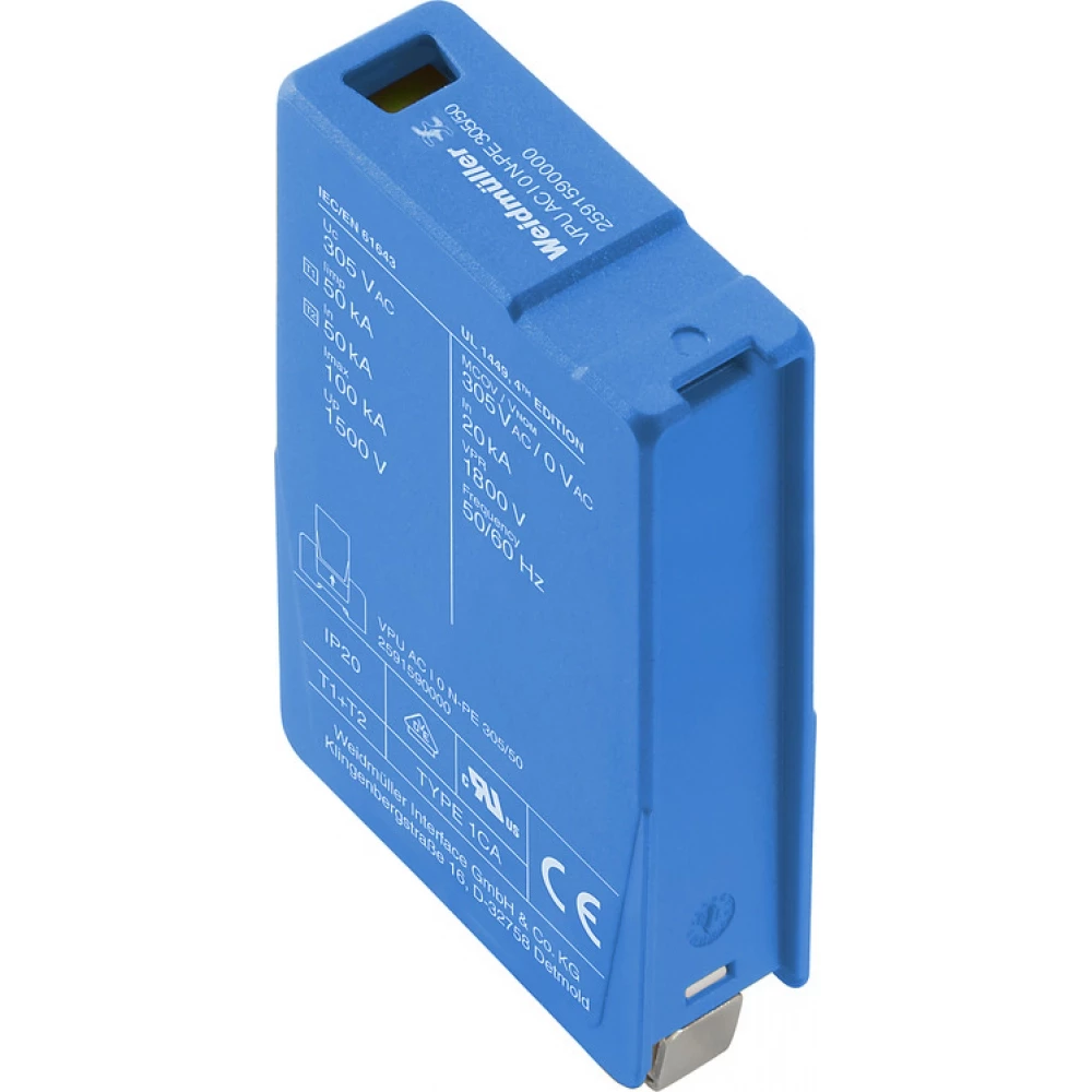 Weidmuller VPU series Combined Surge arrester ac (type 1+2), mains voltage: 240 V, low volta