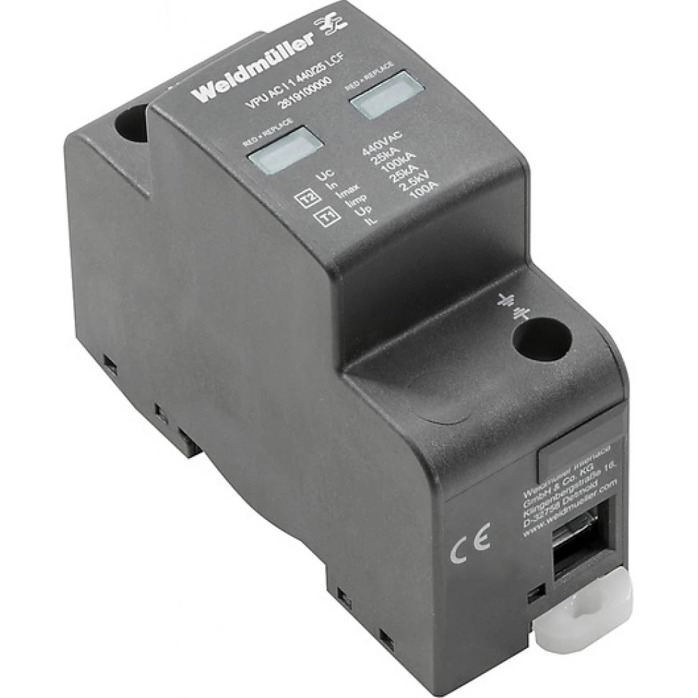 Weidmuller VPU series Combined Surge arrester ac (type 1+2), mains voltage: 400 V / 690 V, L