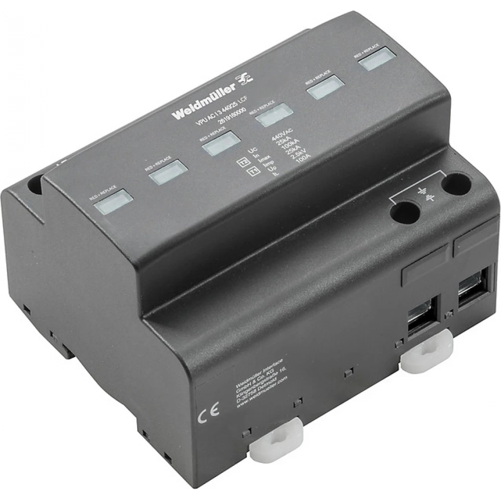 Weidmuller VPU series Combined Surge arrester ac (type 1+2), mains voltage: 400 V / 690 V, L