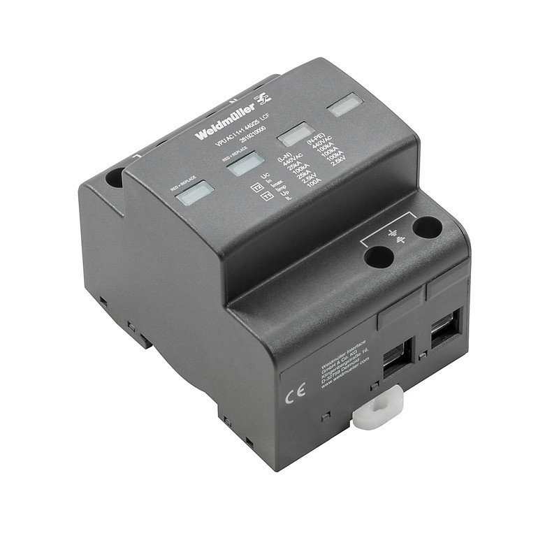 Weidmuller VPU series Combined Surge arrester ac (type 1+2), mains voltage: 400 V / 690 V, L