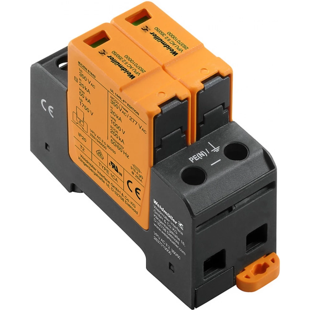 Weidmuller VPU series Surge Arrester ac (type 2), mains voltage: , low voltage network: sing