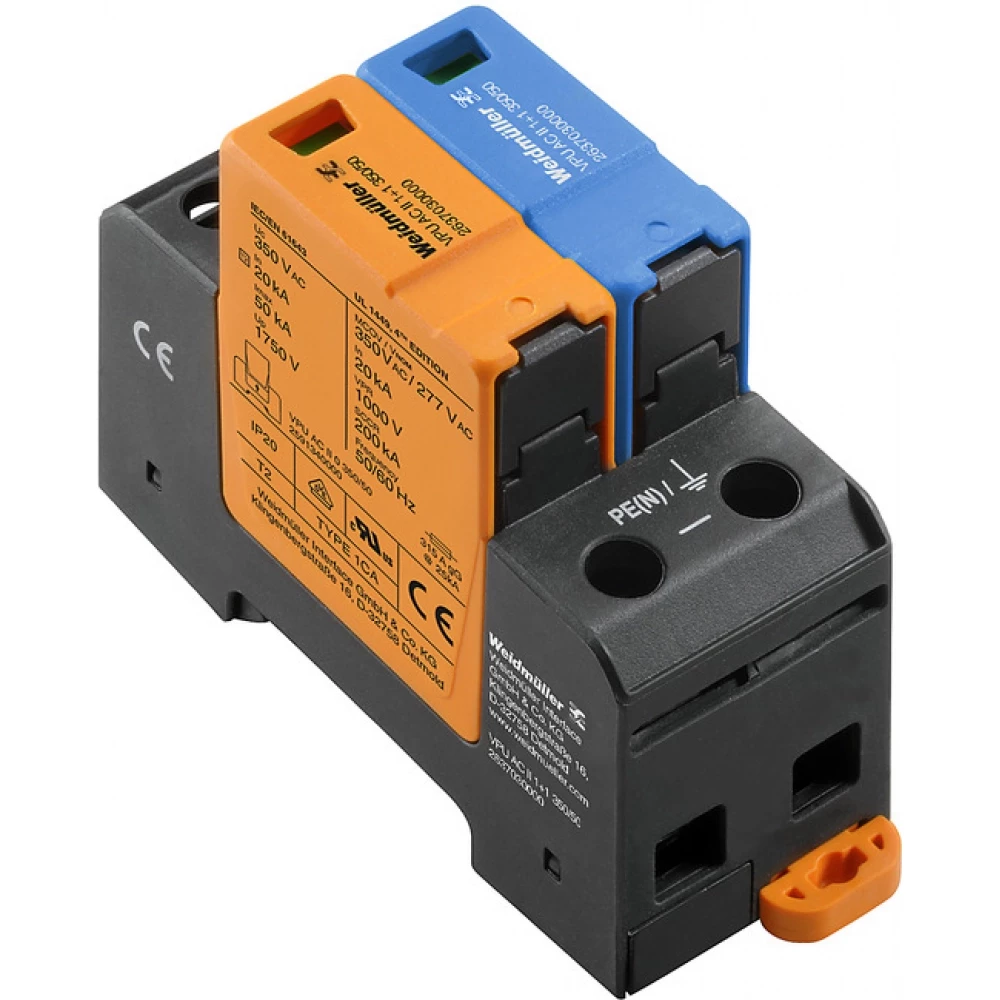 Weidmuller VPU series Surge Arrester ac (type 2), mains voltage: , low voltage network: sing