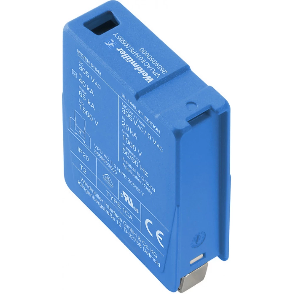 Weidmuller VPU series Surge Arrester ac (type 2), mains voltage: , low voltage network: TT N
