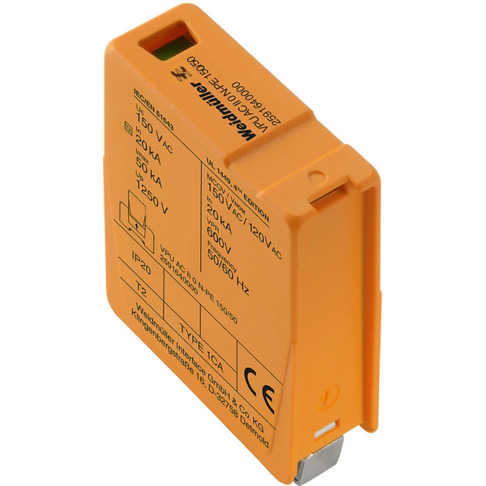 Weidmuller VPU series Surge Arrester ac (type 2), mains voltage: , low voltage network: , nu