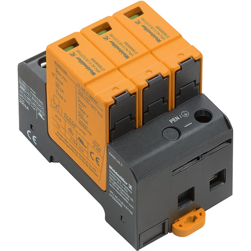 Weidmuller VPU series Surge Arrester ac (type 2), mains voltage: 230 V / 400 V, low voltage