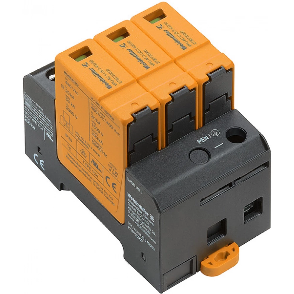 Weidmuller VPU series Surge Arrester ac (type 2), mains voltage: 230 V / 400 V, low voltage