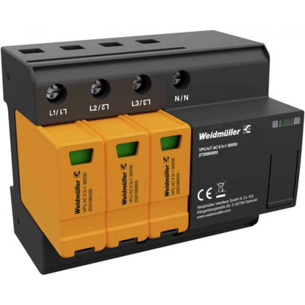 Weidmuller VPU series Surge Arrester ac (type 2), mains voltage: 230 V / 400 V, low voltage