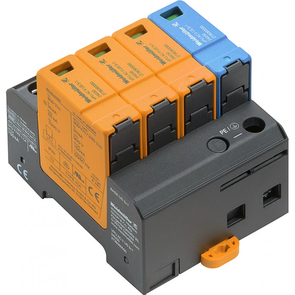 Weidmuller VPU series Surge Arrester ac (type 2), mains voltage: 230 V / 400 V, low voltage