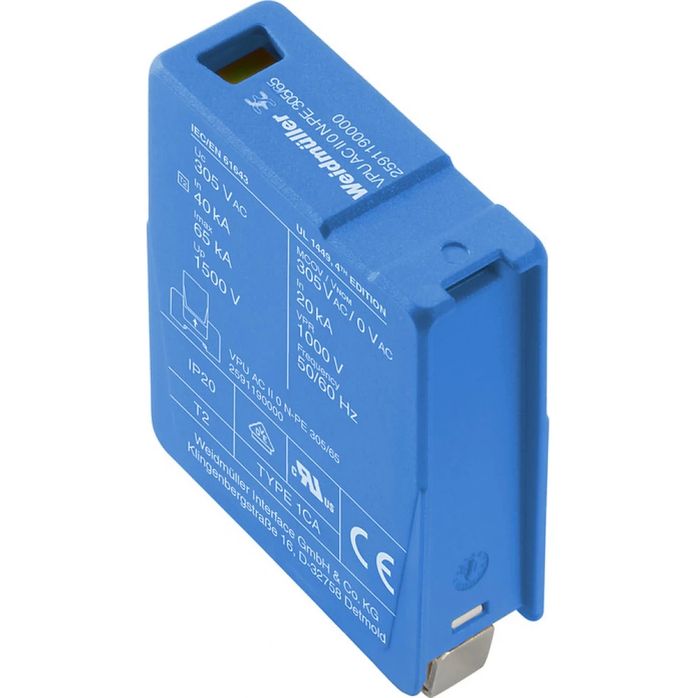Weidmuller VPU series Surge Arrester ac (type 2), mains voltage: , low voltage network: TT N