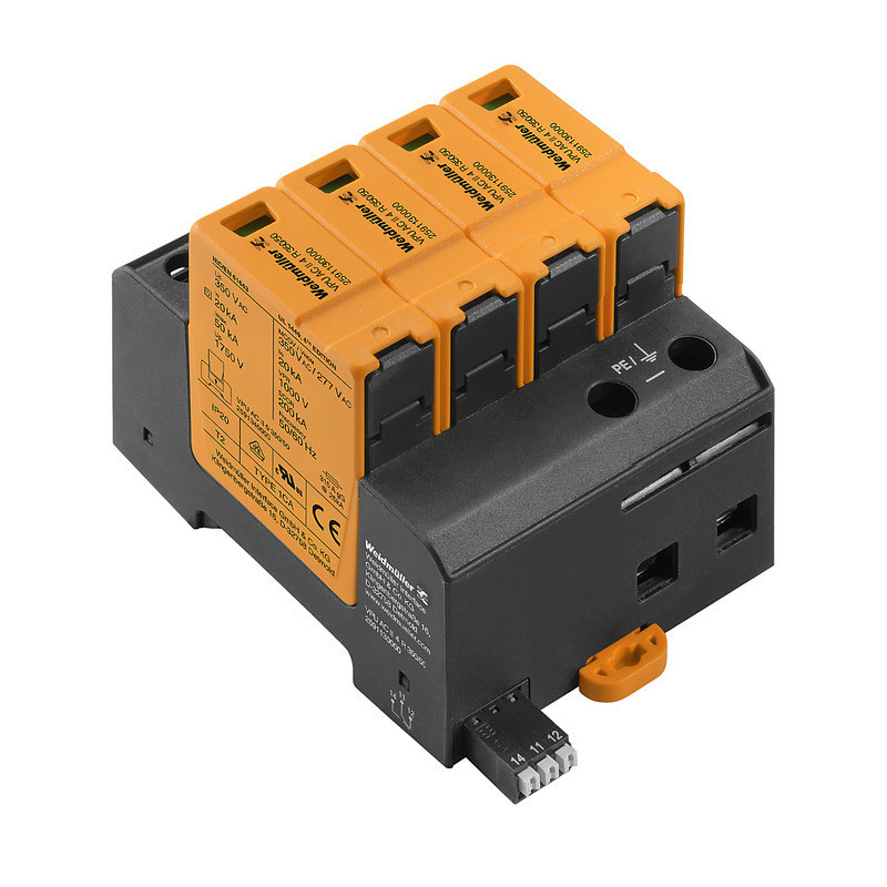 Weidmuller VPU series Surge Arrester ac (type 2), mains voltage: , low voltage network: TN-C