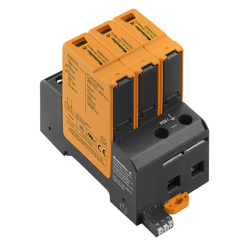 Weidmuller VPU series Combined Surge arrester ac (type 1+2), mains voltage: 400 V / 690 V, L