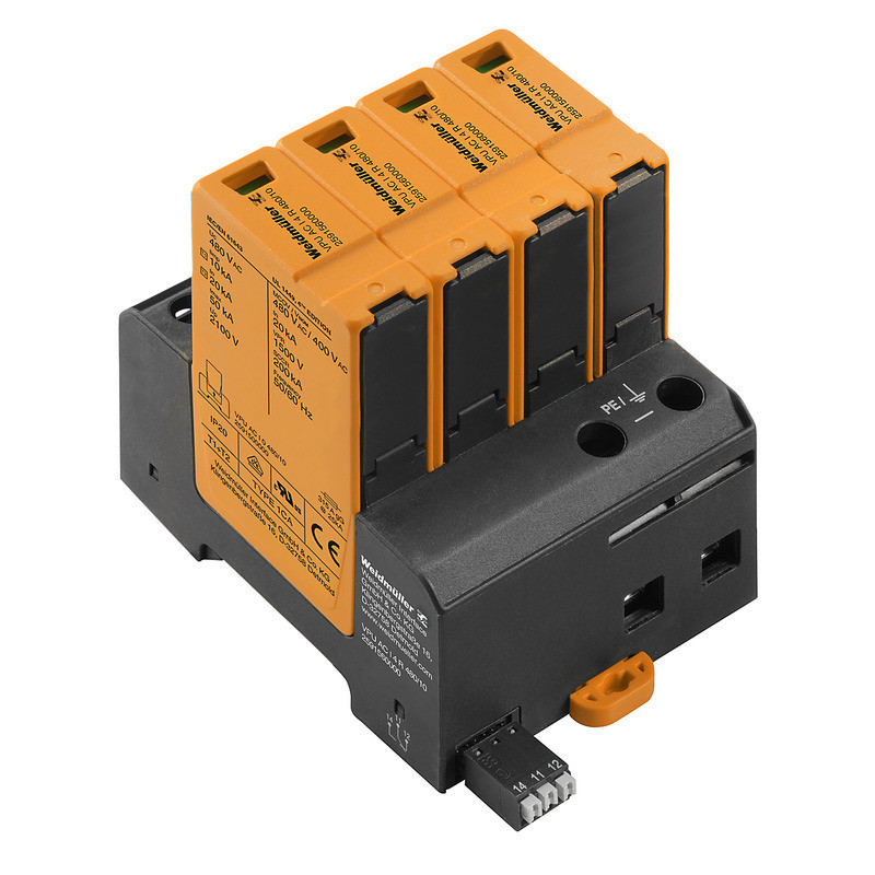 Weidmuller VPU series Combined Surge arrester ac (type 1+2), mains voltage: 400 V / 690 V, L
