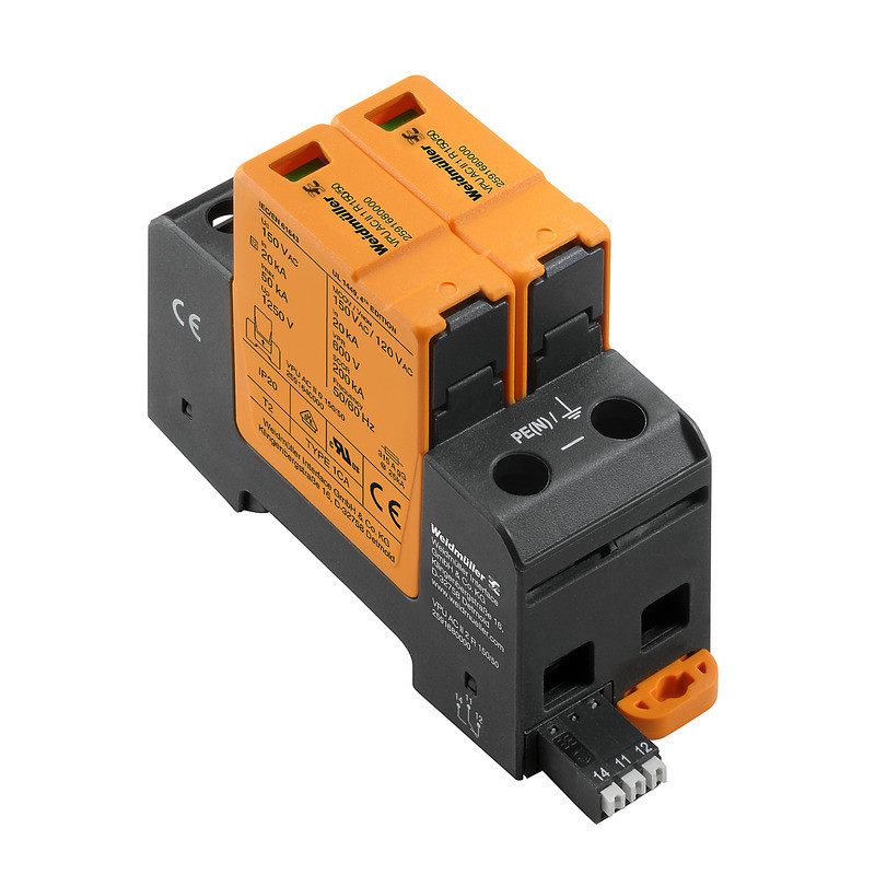 Weidmuller VPU series Surge Arrester ac (type 2), mains voltage: 120 V / 240 V, low voltage