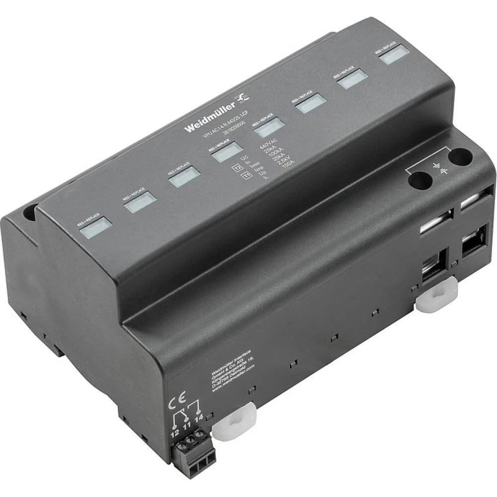 Weidmuller VPU series Combined Surge arrester ac (type 1+2), mains voltage: 400 V / 690 V, L