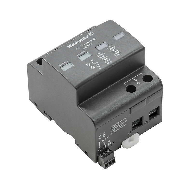 Weidmuller VPU series Combined Surge arrester ac (type 1+2), mains voltage: 400 V / 690 V, L