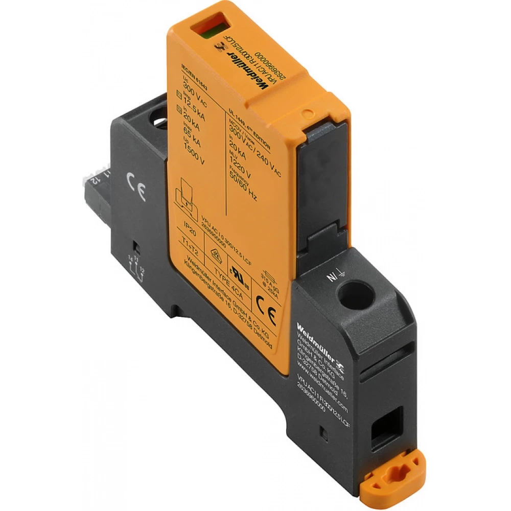 Weidmuller VPU series Combined Surge arrester ac (type 1+2), mains voltage: 230 V / 400 V, L