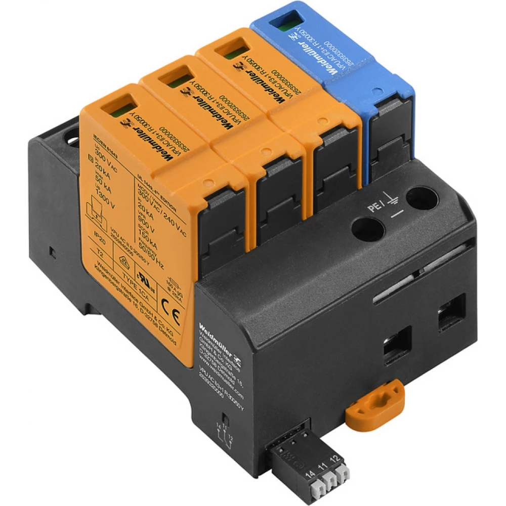 Weidmuller VPU series Surge Arrester ac (type 2), mains voltage: 230 V / 400 V, low voltage