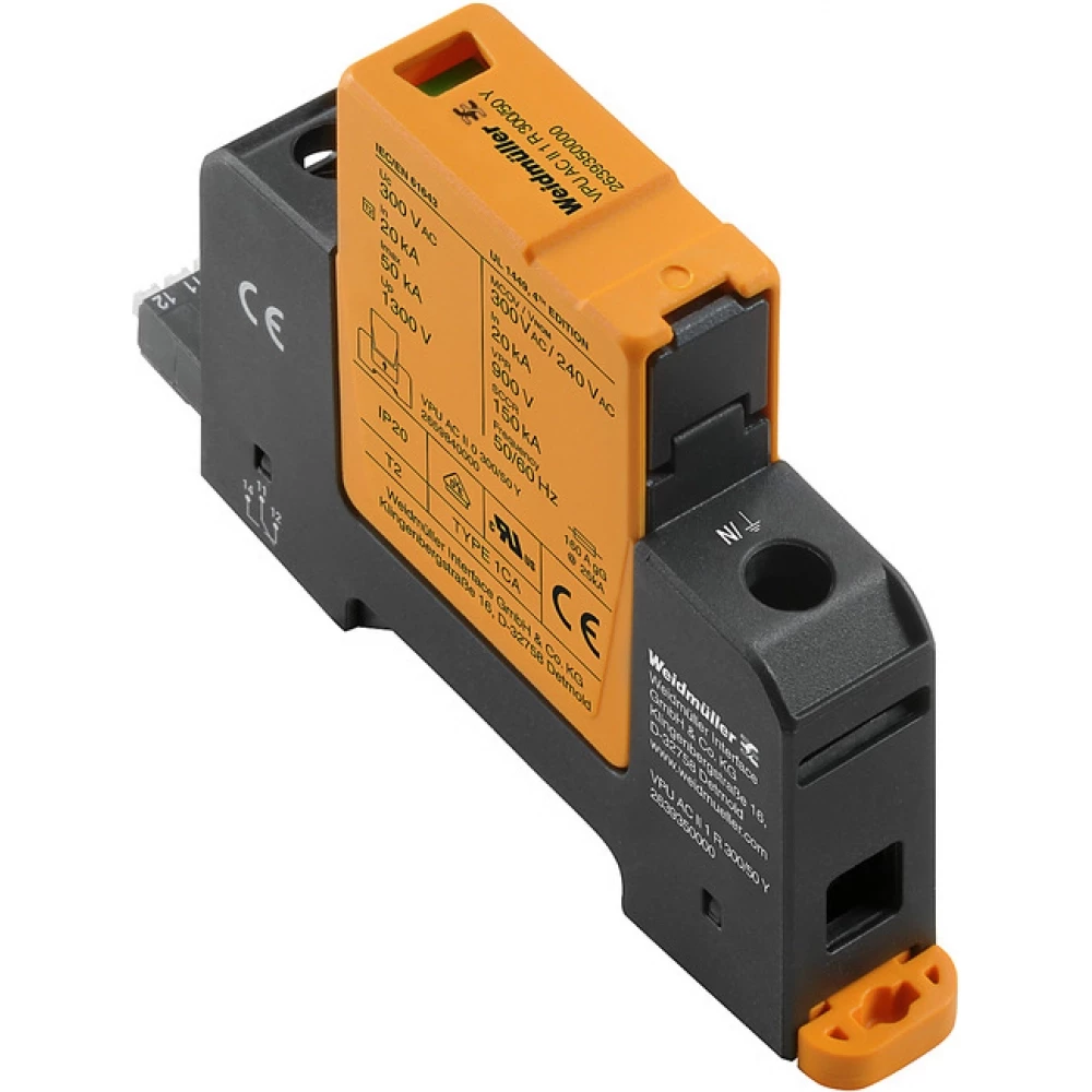 Weidmuller VPU series Surge Arrester ac (type 2), mains voltage: 230 V / 400 V, low voltage