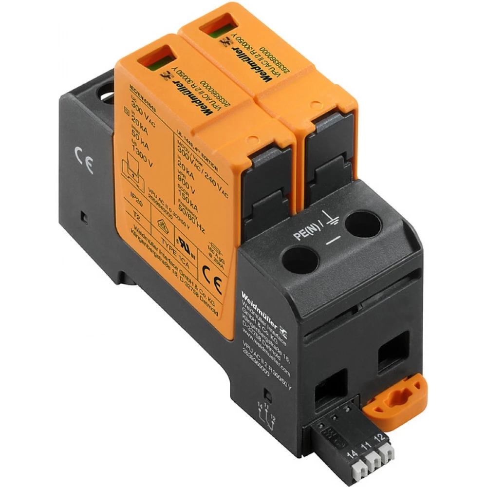 Weidmuller VPU series Surge Arrester ac (type 2), mains voltage: 230 V / 400 V, low voltage
