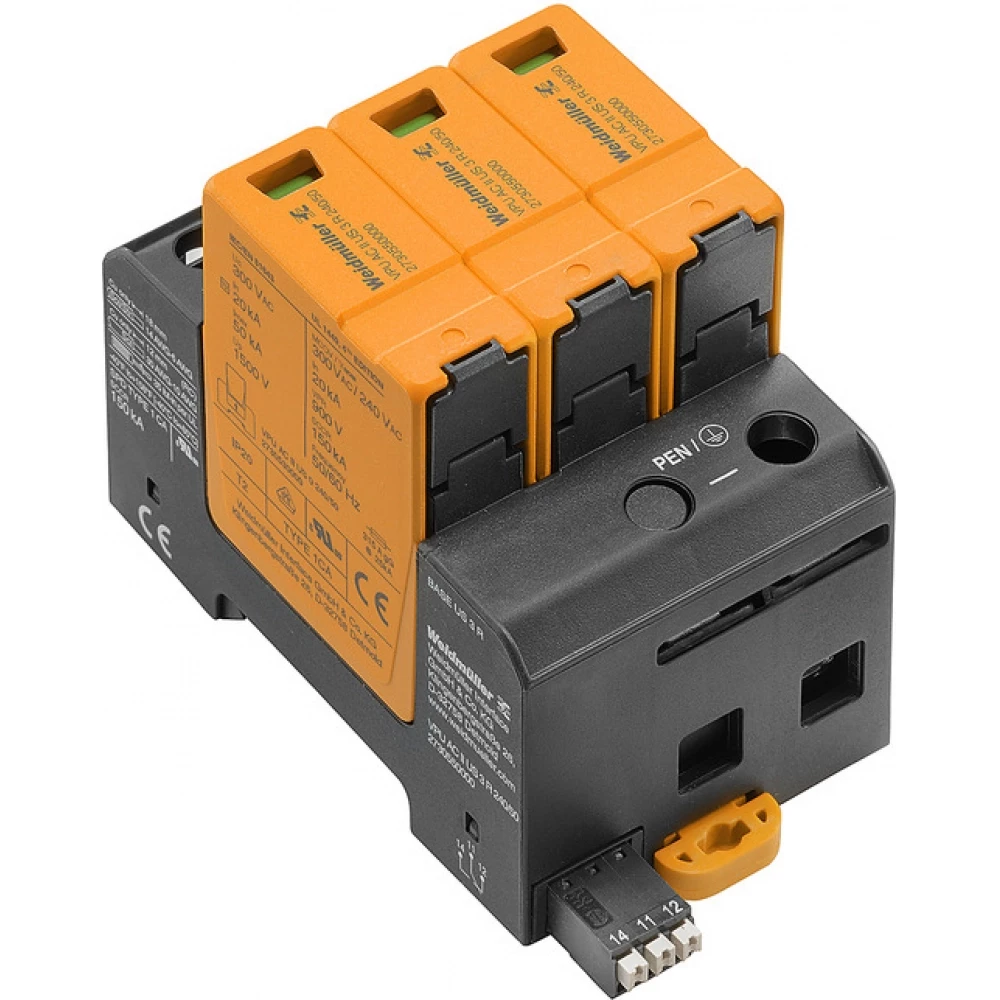 Weidmuller VPU series Surge Arrester ac (type 2), mains voltage: 230 V / 400 V, low voltage