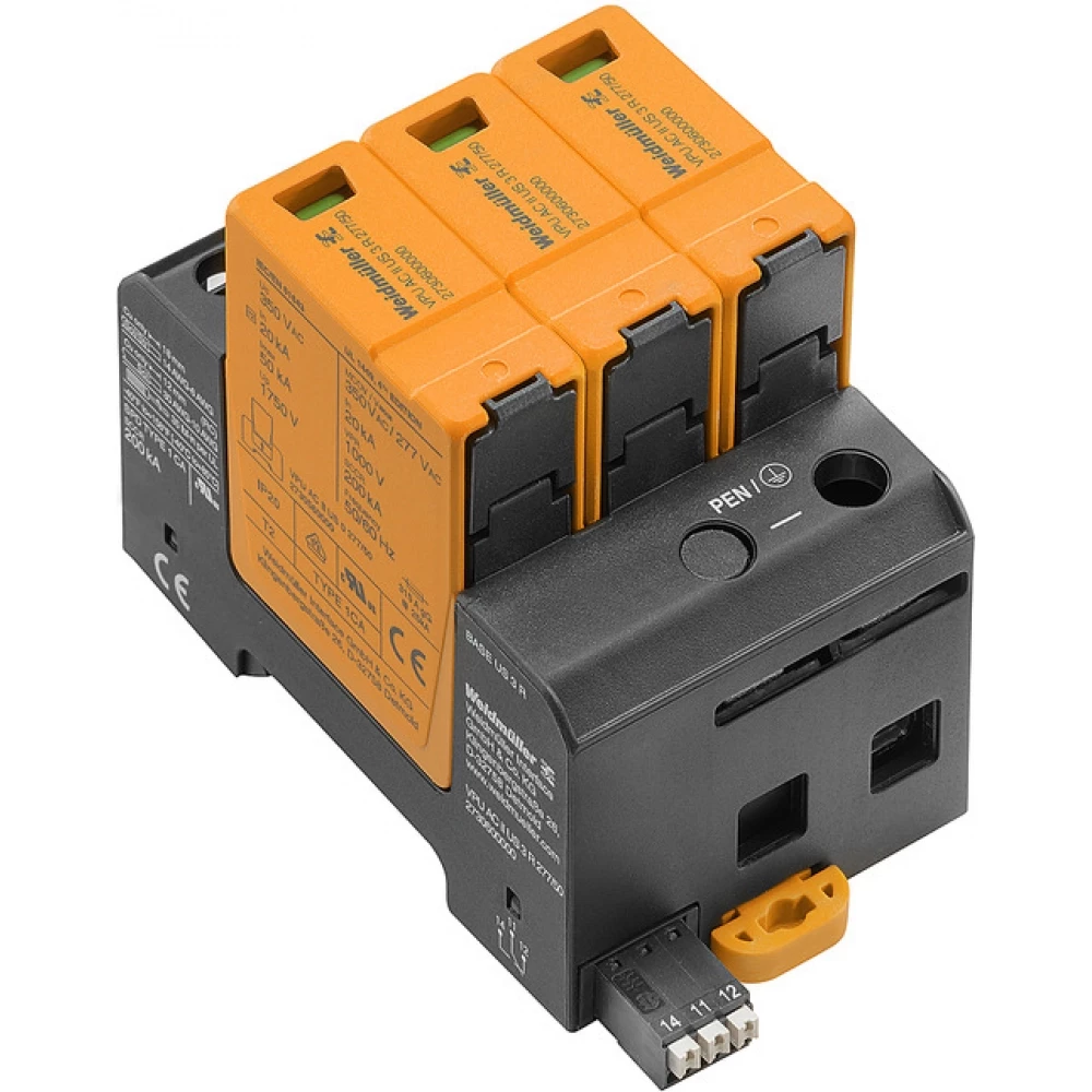 Weidmuller VPU series Surge Arrester ac (type 2), mains voltage: 277 V / 480 V, low voltage