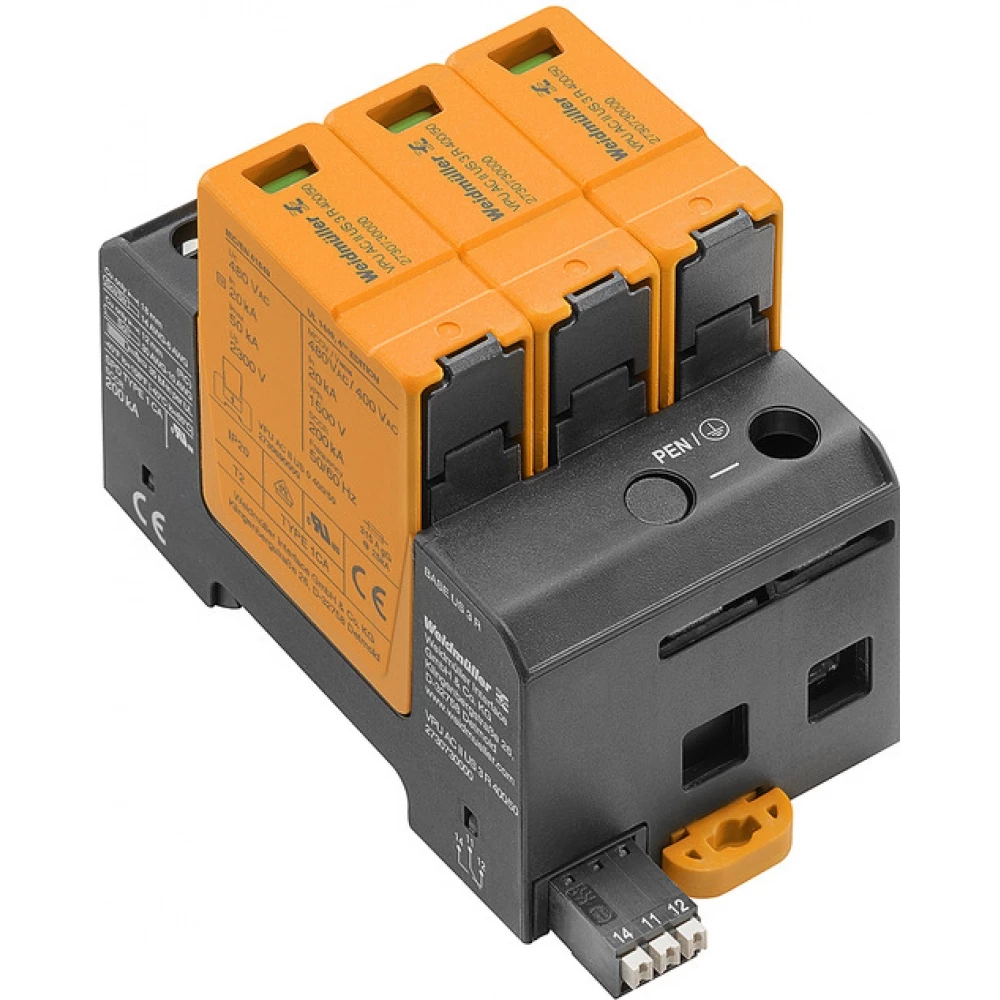 Weidmuller VPU series Surge Arrester ac (type 2), mains voltage: 277 V / 480 V, low voltage