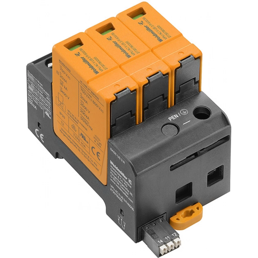 Weidmuller VPU series Surge Arrester ac (type 2), mains voltage: 400 V / 690 V, low voltage